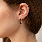 Золоті сережки "Овальні" з чорними фіаніти с09464 от ювелирного магазина Оникс - 3