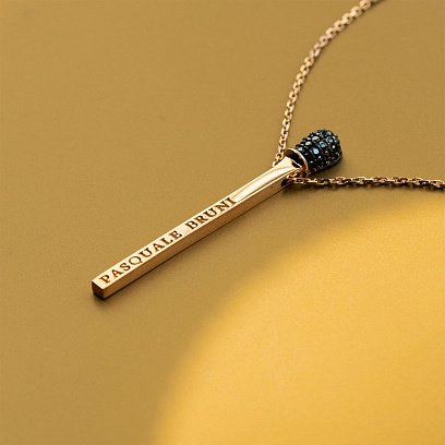 Золотое колье "Спичка" (черные фианиты) кол01468 №3