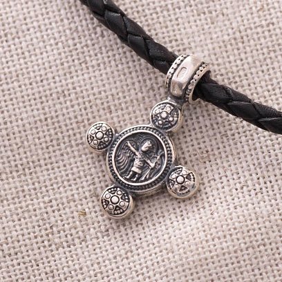 Срібний хрестик з чорнінням "Спас Нерукотворний. Ангел Хранитель" 13447 №6