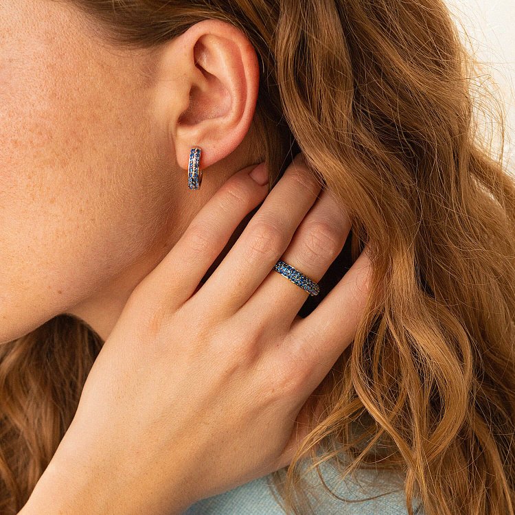 Золотое кольцо с сапфирами кб0446gl от ювелирного магазина Оникс - 5