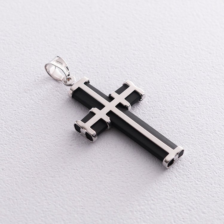 Серебряный крест (каучук) 940010С от ювелирного магазина Оникс - 1