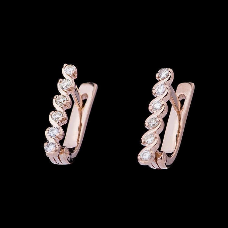 Золоті сережки з діамантами е0905к від ювелірного магазину Онікс - 1