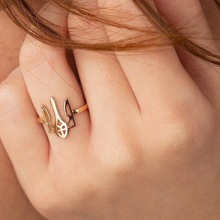 Каблучка "Герб України - Тризуб" у червоному золоті к07098 від ювелірного магазину Онікс - 9