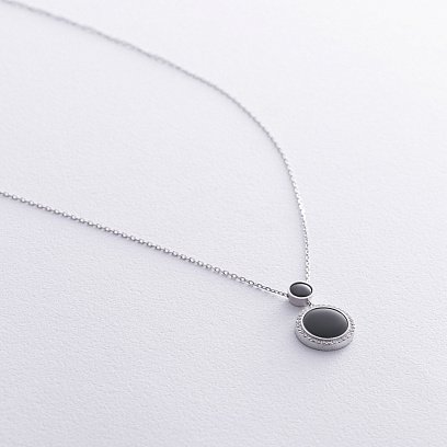 Золотое колье с бриллиантами и эмалью 722791121 №3