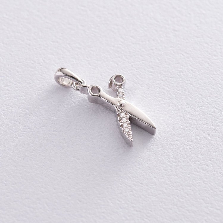 Срібна підвіска "Ножиці" (фіаніти) 133013 від ювелірного магазину Онікс