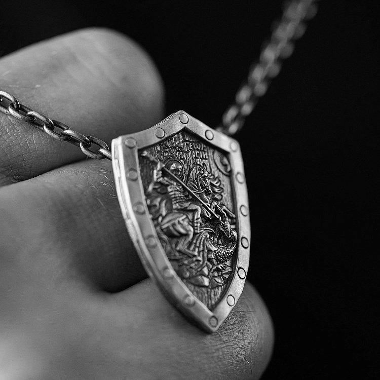 Срібний кулон - щит "Георгій Переможець" 026 від ювелірного магазину Онікс - 1