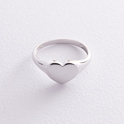 Каблучка "Сердечко" в білому золоті (можливе гравіювання) к07572 №4