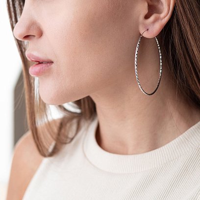 Серьги - кольца в серебре (6.1 см) 122957 №5