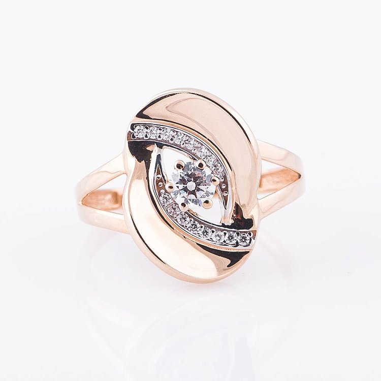 Золотое кольцо (фианиты) к04850 от ювелирного магазина Оникс - 1