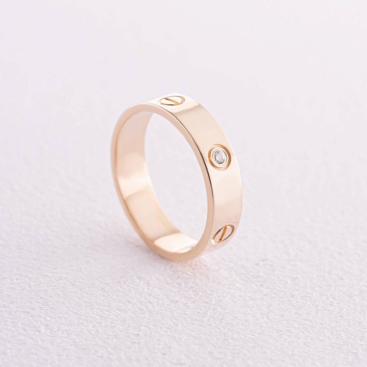 Каблучка "Love" у жовтому золоті (фіаніти) к07139 від ювелірного магазину Онікс