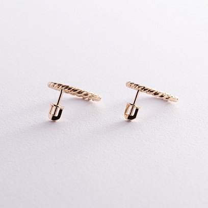 Серьги - пусеты "Триана" в желтом золоте с08282 №4