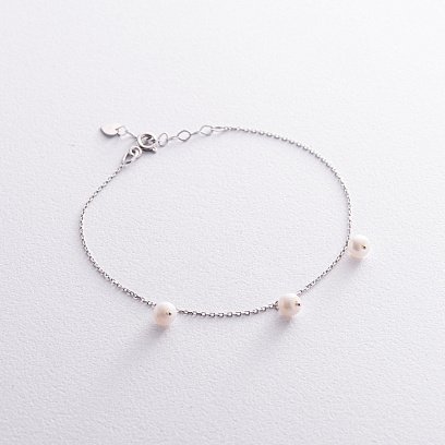 Браслет із перлами (біле золото) б05267