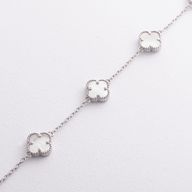 Срібний браслет "Конюшина" (перламутр) 141826 від ювелірного магазину Онікс - 1