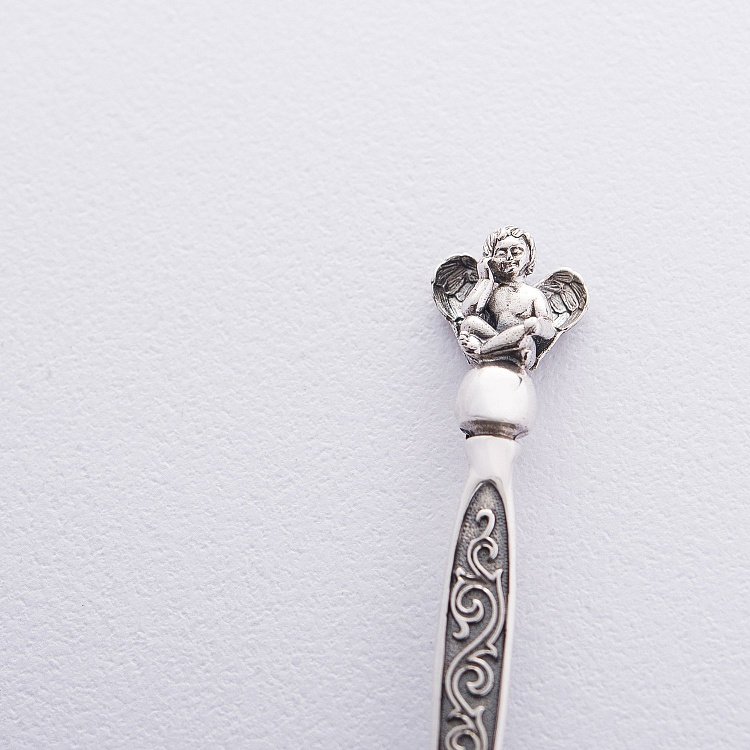 Серебряная чайная ложка с ангелочком 24031 - 3 Серебряная чайная ложка с ангелочком 24031 от ювелирного магазина Оникс - 3