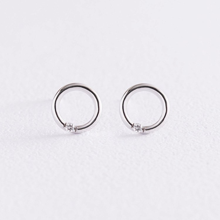 Золотые серьги - пусеты "Круговорот" с бриллиантами сб0349y от ювелирного магазина Оникс