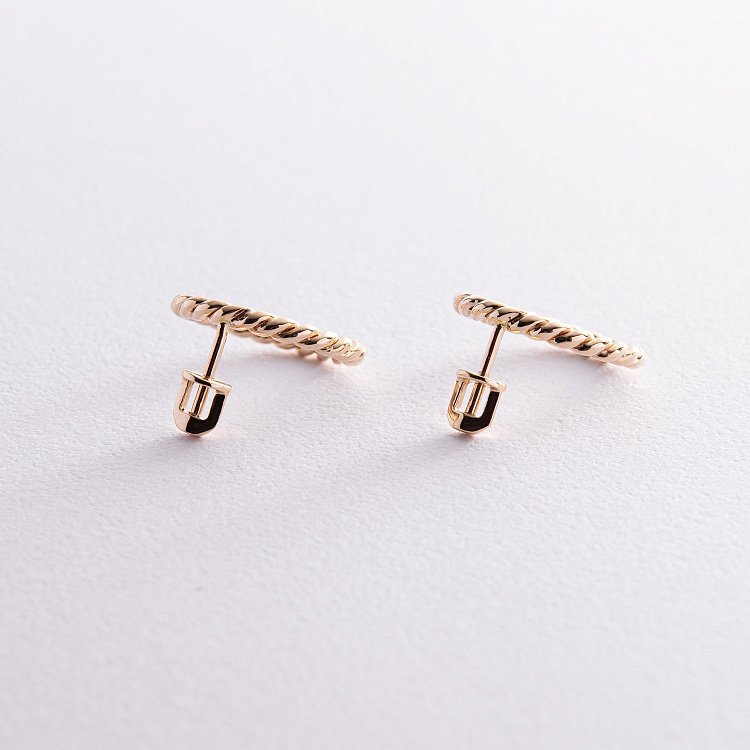 Серьги - пусеты "Триана" в желтом золоте с08282 от ювелирного магазина Оникс - 3