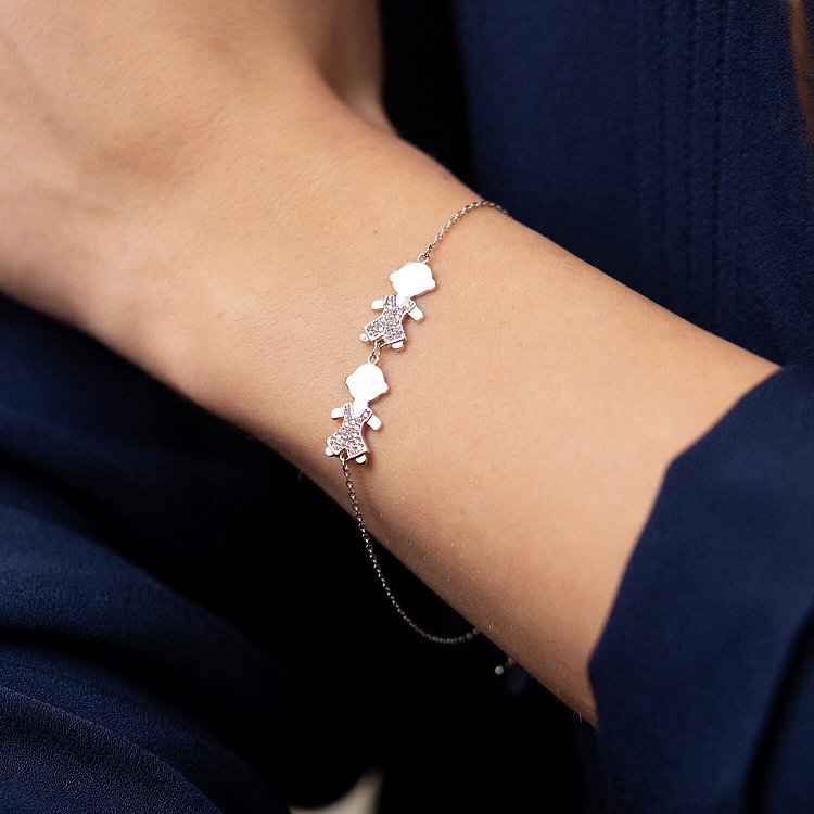 Золотой браслет "Два мальчика" с фианитами б04110 от ювелирного магазина Оникс - 1