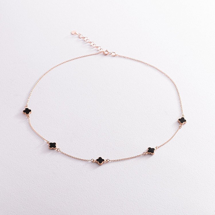 Золоте кольє "Конюшина" з емаллю 860410Еч від ювелірного магазину Онікс