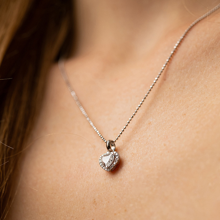 Золотая подвеска "Сердечко" с бриллиантами пб0363nl от ювелирного магазина Оникс - 3