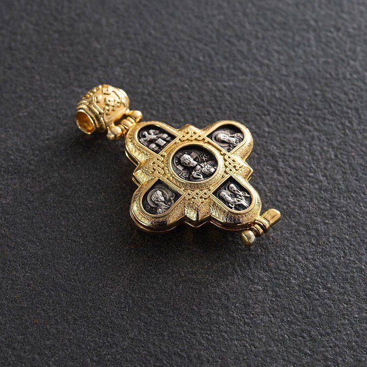 Срібний мощевик з позолотою "Господь Вседержитель. Божа Матір" 131805 від ювелірного магазину Онікс - 3