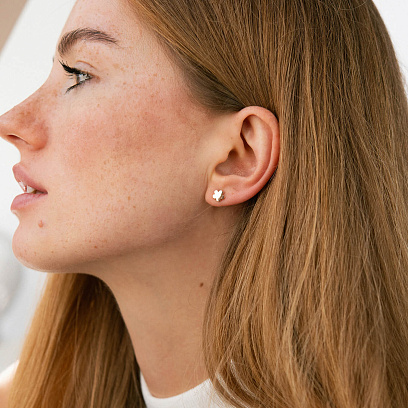 Золоті сережки - пусети "Квіточки" с08762 №2