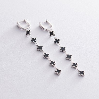 Срібні сережки "Конюшина" 122683