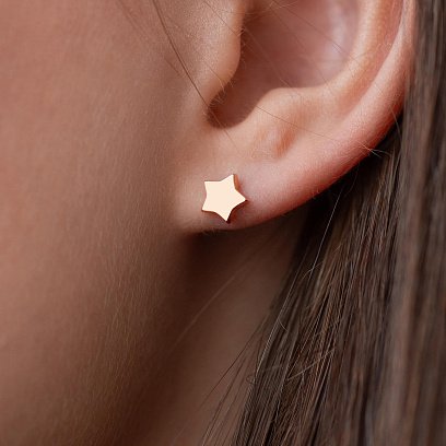 Золоті сережки-гвоздики із зірочками с06193 №3
