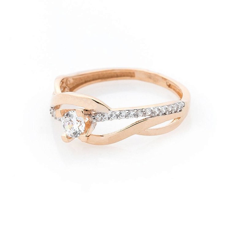 Золота заручальна каблучка з фіанітами к05581 від ювелірного магазину Онікс - 1