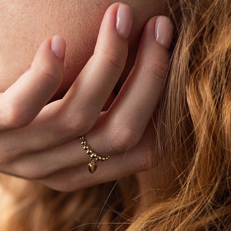 Кулькова каблучка "Сердечко" у жовтому золоті к07116 від ювелірного магазину Онікс - 4