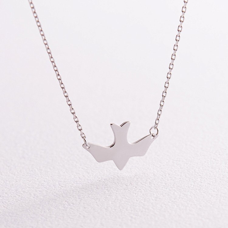 Колье "Ласточка" в белом золоте кол02365 от ювелирного магазина Оникс