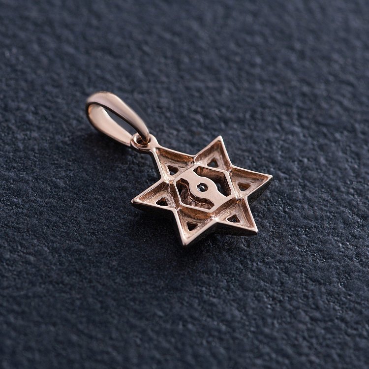 Золотая подвеска "Звезда Давида" (фианит) п00357 от ювелирного магазина Оникс - 2