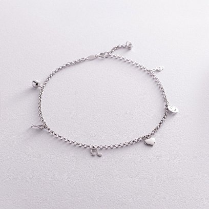 Золотий браслет на ногу (фіаніт) б03030