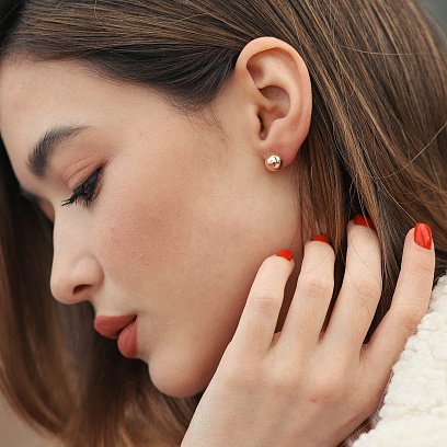 Серьги - пусеты "Шарики" в красном золоте (0.7 см) с06294 №6