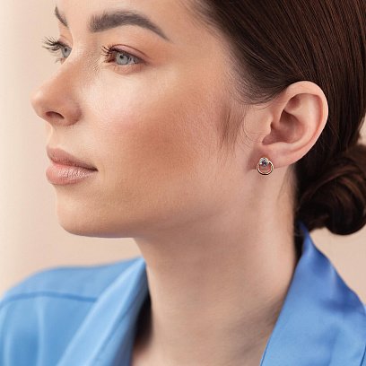 Серьги - пусеты "Эйприл" с топазами (желтое золото) с08225 №5