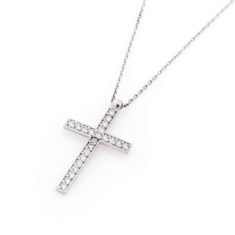 Золотое колье "Крестик" с фианитами кол00860 от ювелирного магазина Оникс - 1