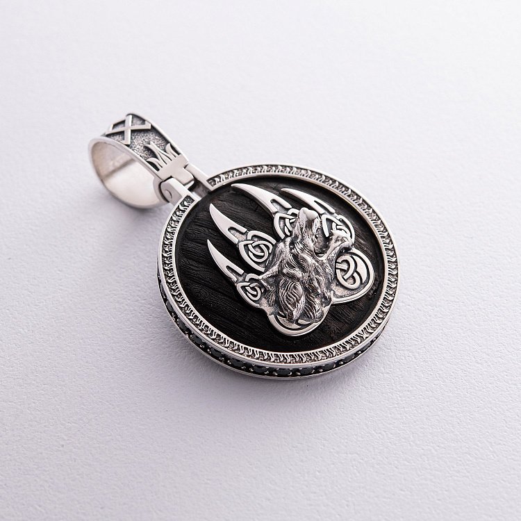 Серебряный кулон "Волк" с эбеновым деревом 946 от ювелирного магазина Оникс - 5