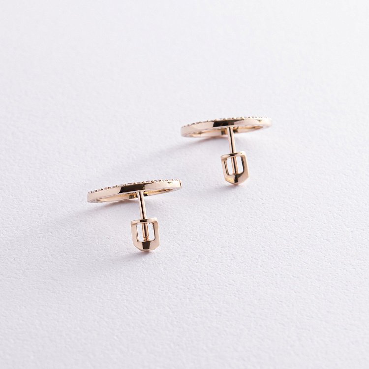 Сережки - пусети "Кругообіг" з фіанітами 1.6 см (жовте золото) с08376 від ювелірного магазину Онікс - 7