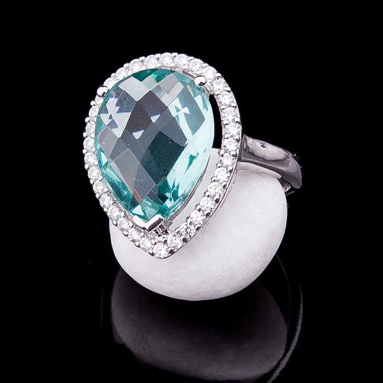 Каблучка з блакитними фіанітами к19 від ювелірного магазину Онікс - 4