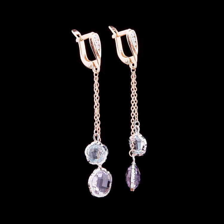 Золотые серьги с натуральными камнями с03251 от ювелирного магазина Оникс - 2