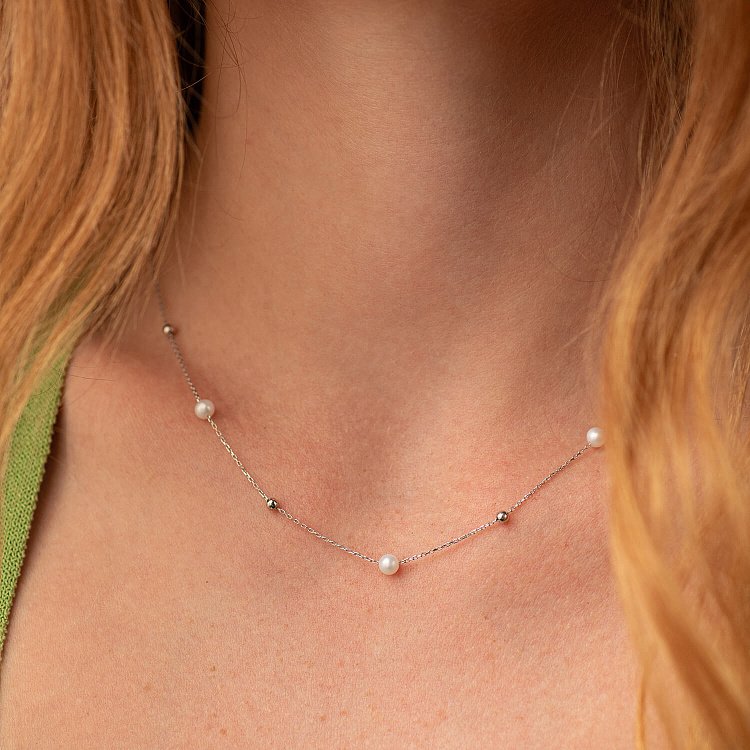 Золоте кольє "Кульки" з перлами кол02028 від ювелірного магазину Онікс - 4