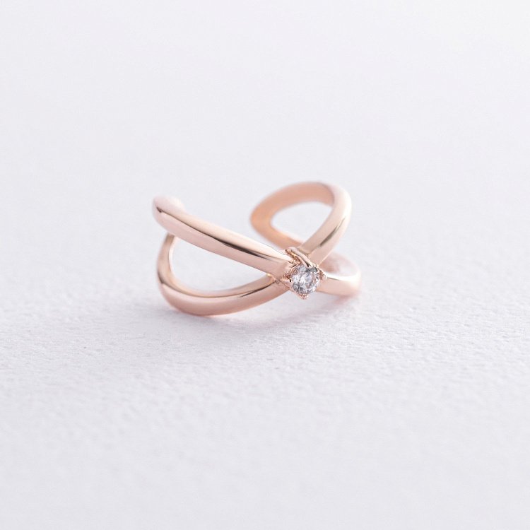 Серьга - каффа с фианитом (красное золото) с08554 от ювелирного магазина Оникс