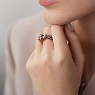 Золотое кольцо "Пантера" (эмаль, фианиты) к06952 от ювелирного магазина Оникс - 7