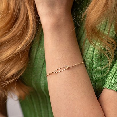 Браслет "Булавка с сердечком" в красном золоте б05447 №4