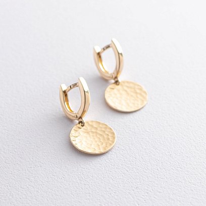 Серьги "Солнечные зайчики" в желтом золоте с06734