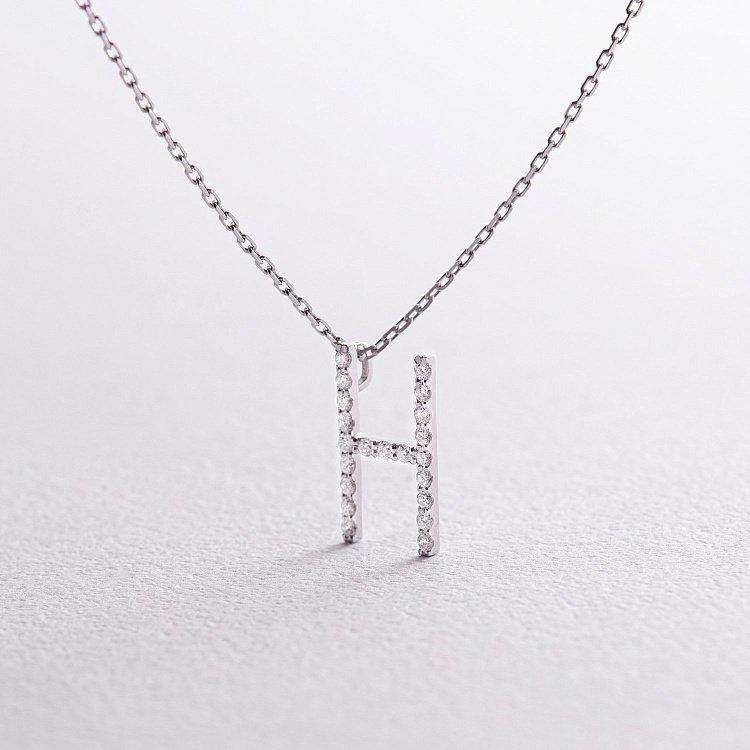 Золотое колье с буквой "Н" с бриллиантами 133761121 от ювелирного магазина Оникс - 3