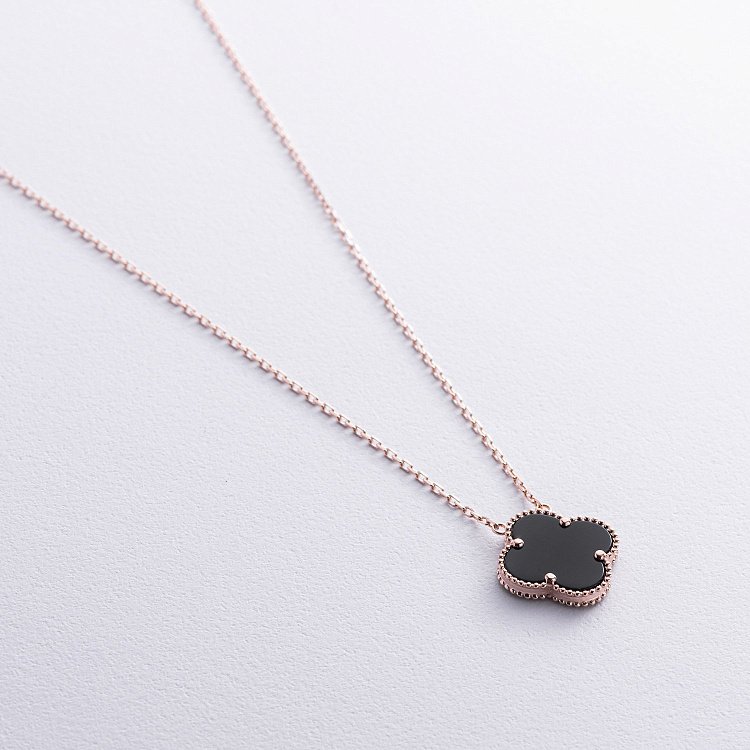 Кольє "Конюшина" в червоному золоті (онікс) кол02484 від ювелірного магазину Онікс - 2