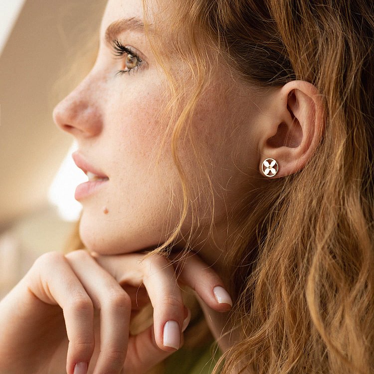 Золоті сережки - пусети "Конюшина" с06486 від ювелірного магазину Онікс - 3