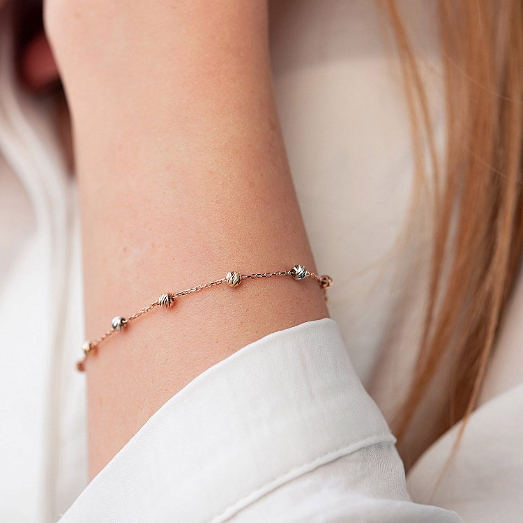 Золотий браслет "Кульки" б04372 від ювелірного магазину Онікс - 2