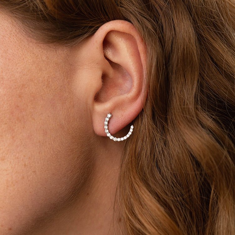 Золоті сережки - пусети "Лунниця" з діамантами сб0411cha від ювелірного магазину Онікс