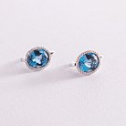 Золоті сережки з топазом Лондон блакитний і діамантами с656А1 от ювелирного магазина Оникс - 2